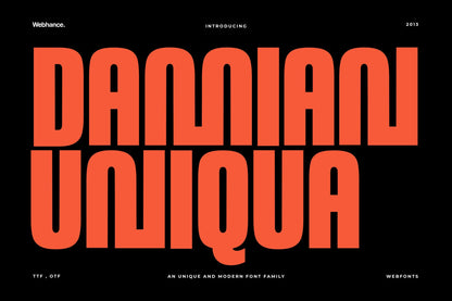 Damian Uniqua - Famille de polices sans-serif modernes